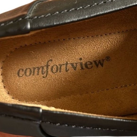 Comfortview Gladys Black Faux Suede Block Heel Loafers Size 8.5 WW shoes - Picture 12 of 13